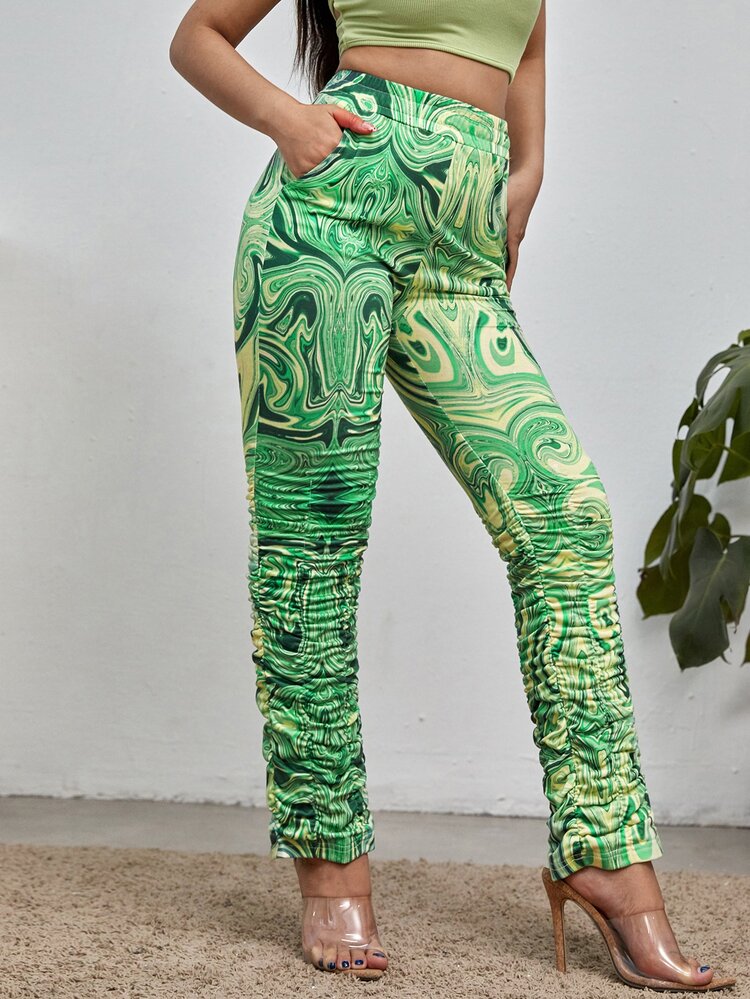 Water Ripple Print Stacked Sweatpants