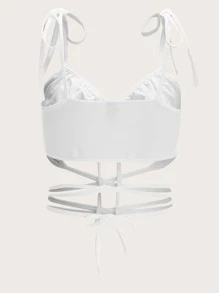 SHEIN ICON Áo hai dây Hội Chữ thập màu trơn Gợi cảm - trắng - Xem 2