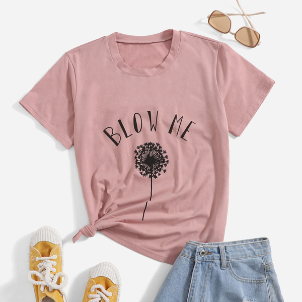 

Plants & Slogan Graphic Tee, Dusty pink