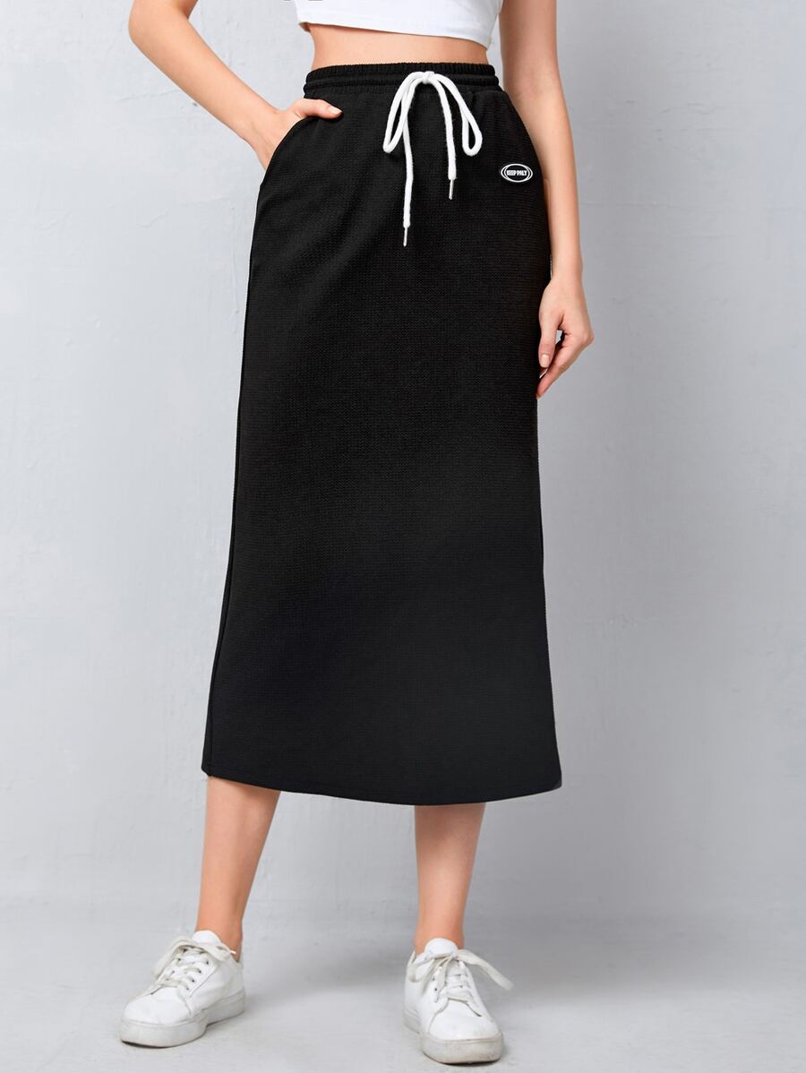 Mulvari Váy suông thẳng eo rút dây - màu đen - Xem 1