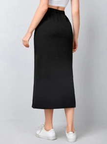 Mulvari Váy suông thẳng eo rút dây - màu đen - Xem 2