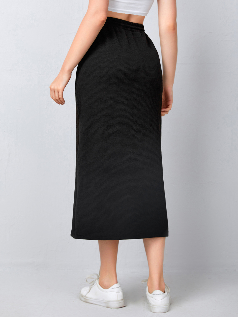 Drawstring Waist Straight Skirt