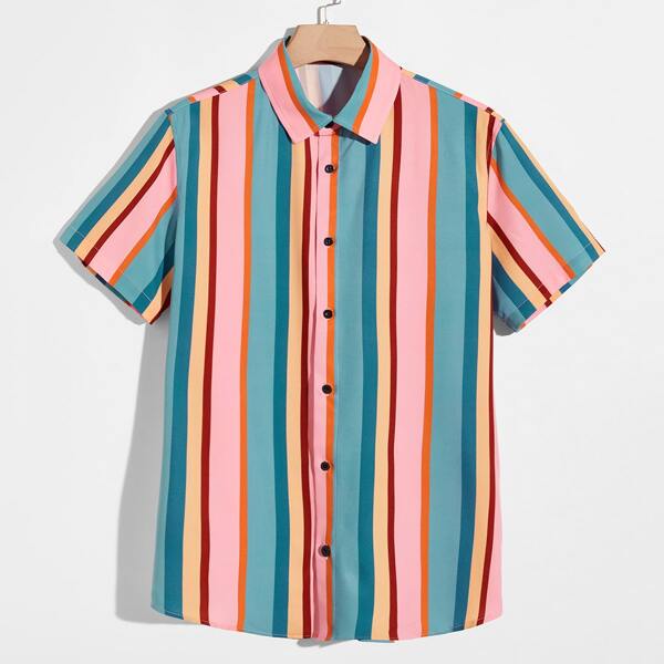 

Men Striped Print Shirt, Multicolor