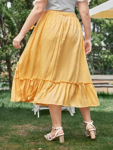 Mulvari 1件裝加荷葉邊下擺褶邊裙 - 黃色 - 查看 3