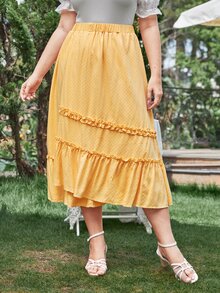 Mulvari 1件裝加荷葉邊下擺褶邊裙 - 黃色 - 查看 6