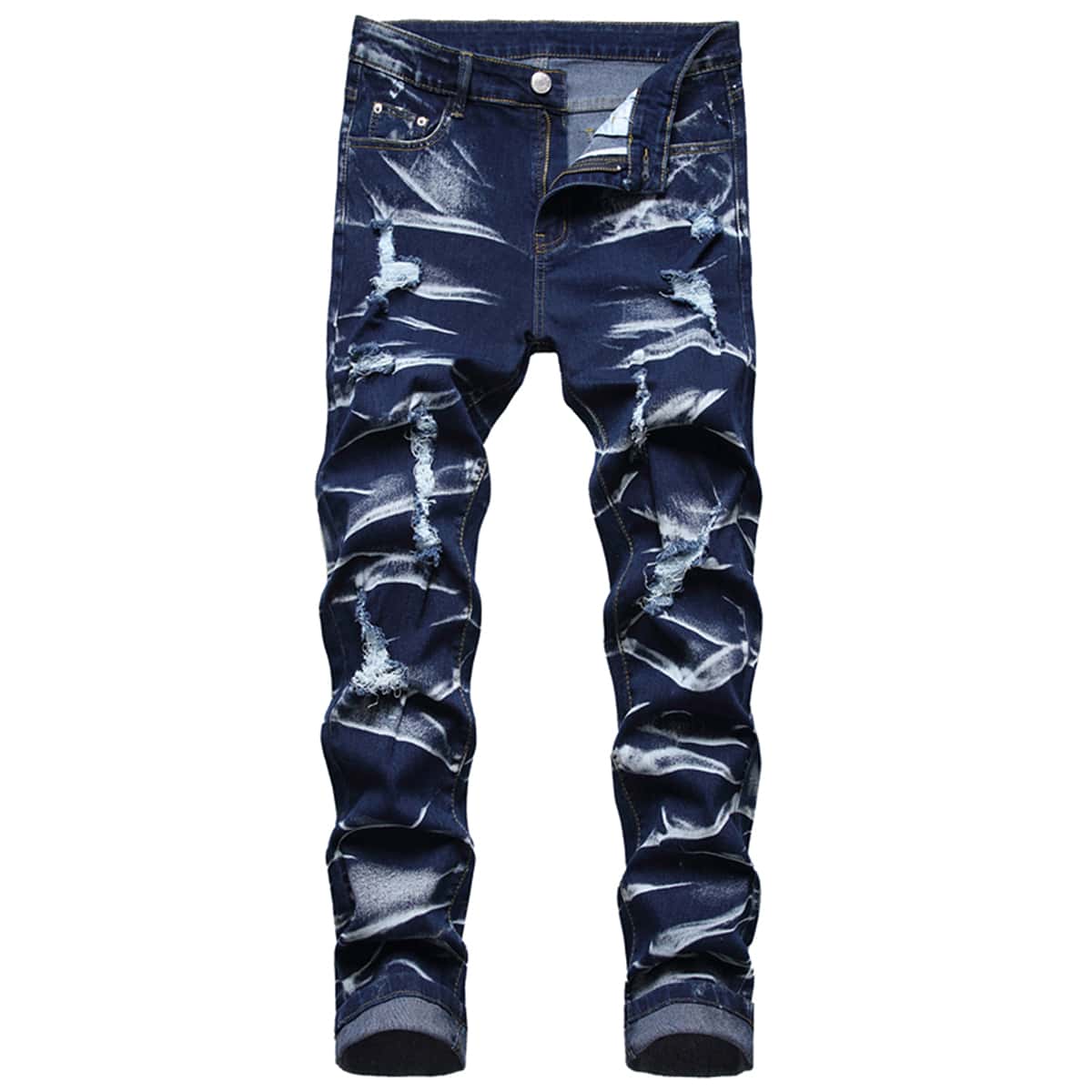 

Guys Washed Ripped Skinny Jeans, Dark wash