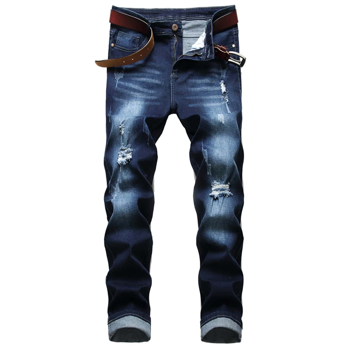 

Guys Washed Ripped Skinny Jeans, Dark wash