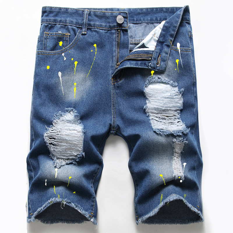 

Guys Washed Ripped Denim Shorts, Medium wash
