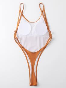 High Cut One Piece Swimsuit - Khaki - View 2