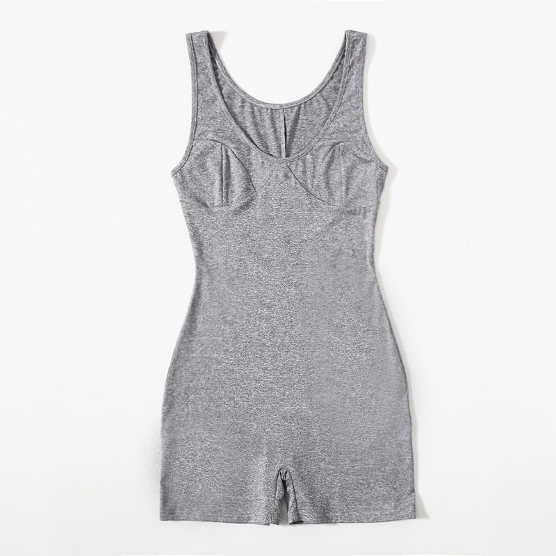 

Solid Unitard Tank Jumpsuit, Grey
