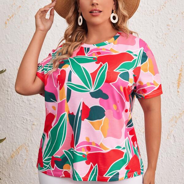 

Plus Tropical Print Tee, Multicolor
