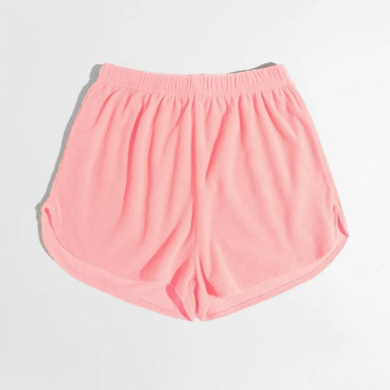 

Solid Teddy Dolphin Shorts, Pink