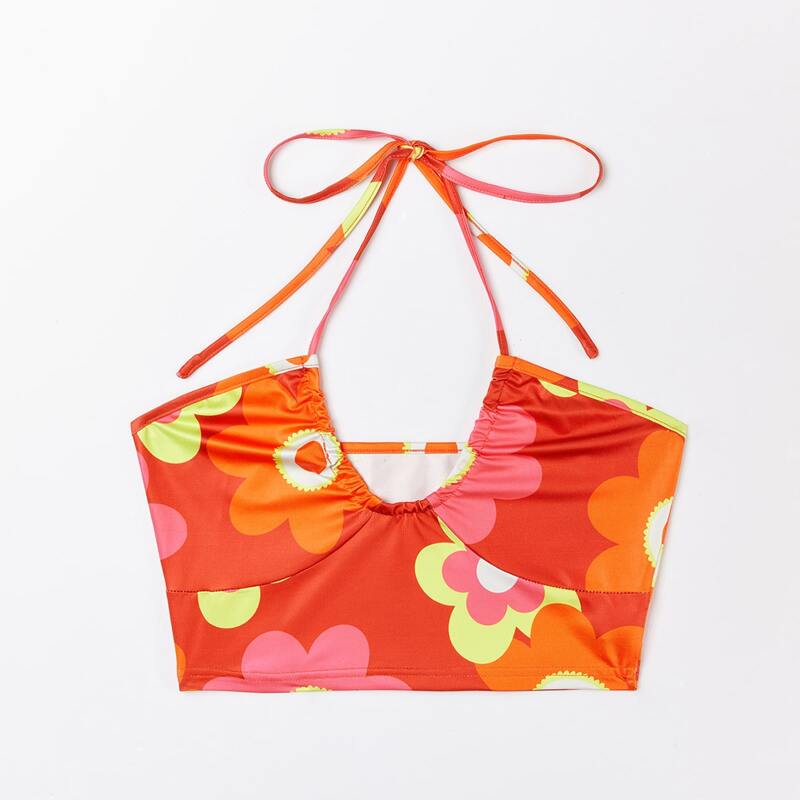 

Floral Graphic Halter Top, Multicolor