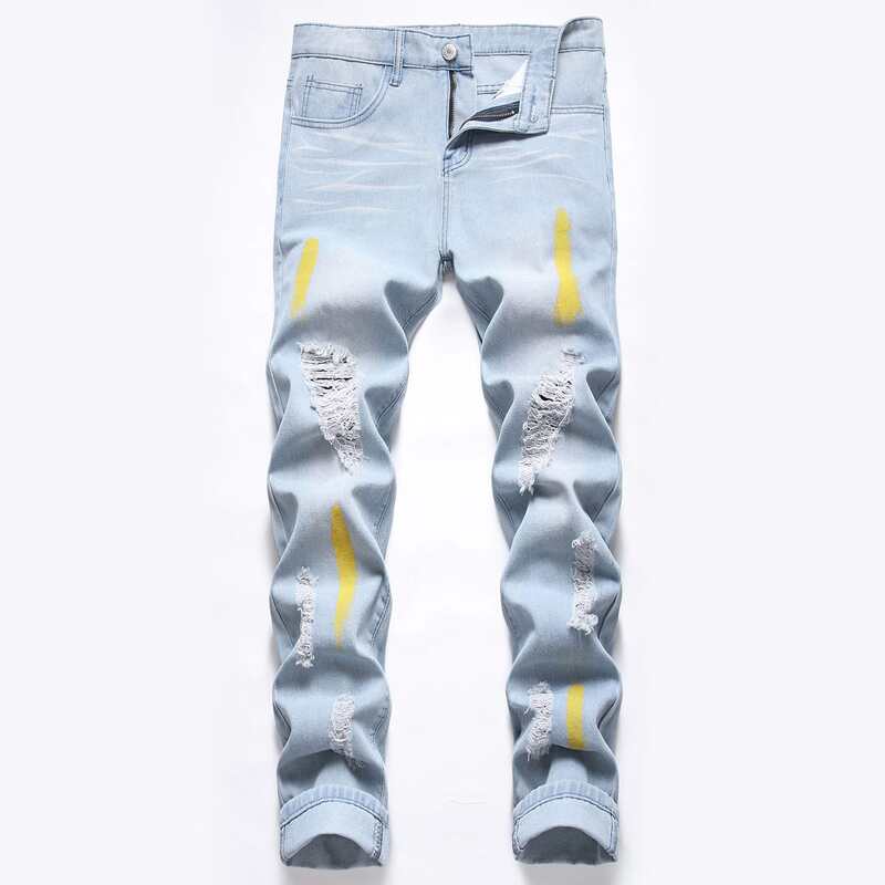 

Guys Washed Ripped Skinny Jeans, Light wash