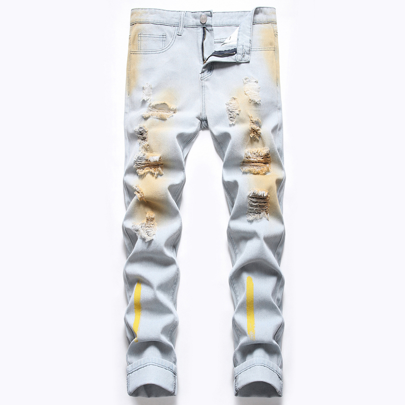 

Guys Washed Ripped Skinny Jeans, Light wash