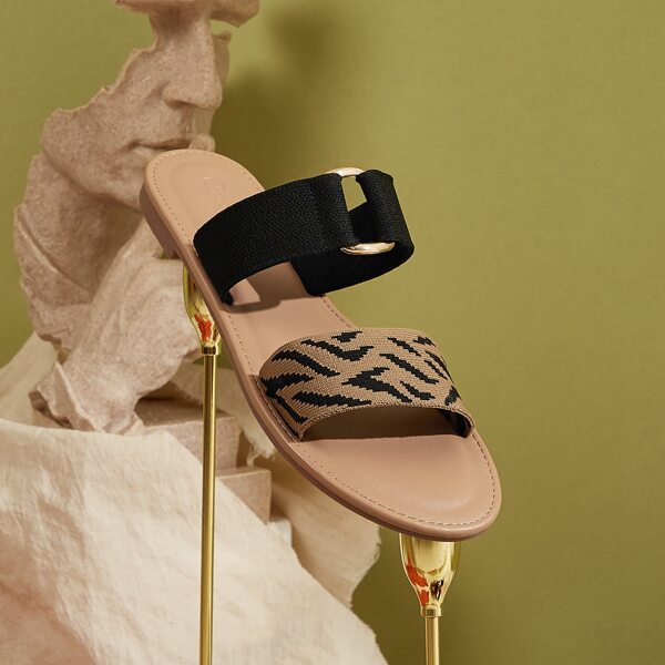 

Metal Decor Slide Sandals, Black