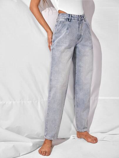 High-Waisted Denim Mom Jeans