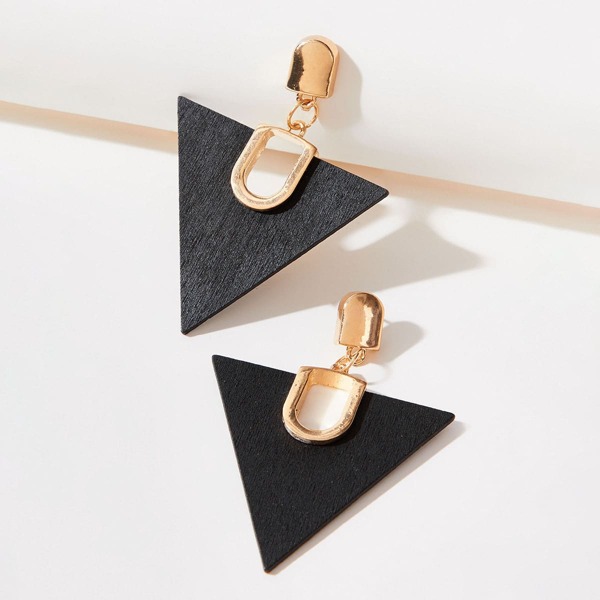 

Triangle Design Earrings, Black