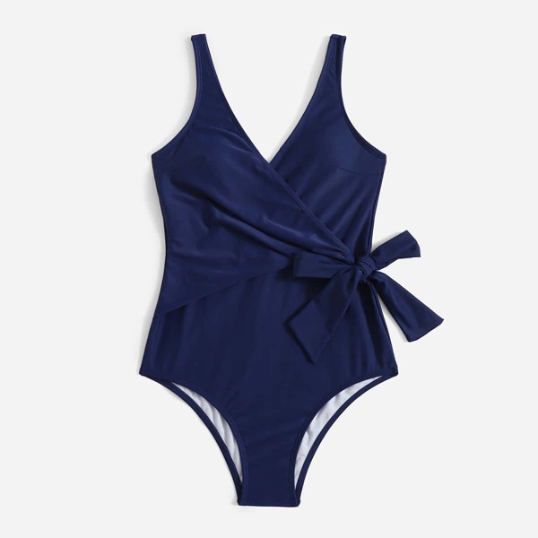 

Knot Waist One Piece Swimsuit, Navy blue