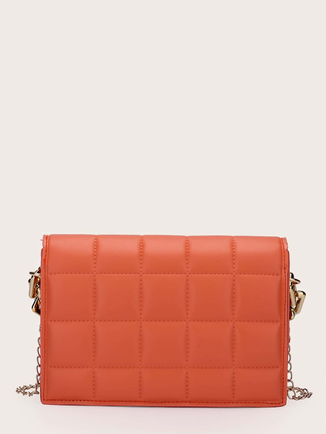 Minimalist Chain Satchel Bag - Orange - View 5