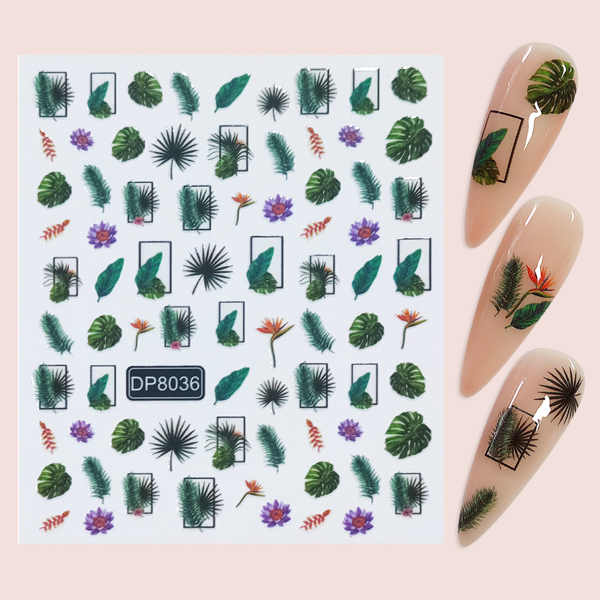 

1sheet Plants Pattern Nail Sticker, Multicolor