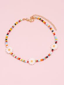 Flower Decor Beaded Bracelet - Multicolor - View 2