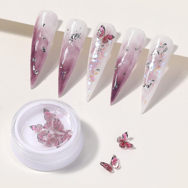 

1box Butterfly Shaped Nail Art Decoration, Multicolor