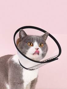 1pc Plain Pet Recovery Collar - White - View 1