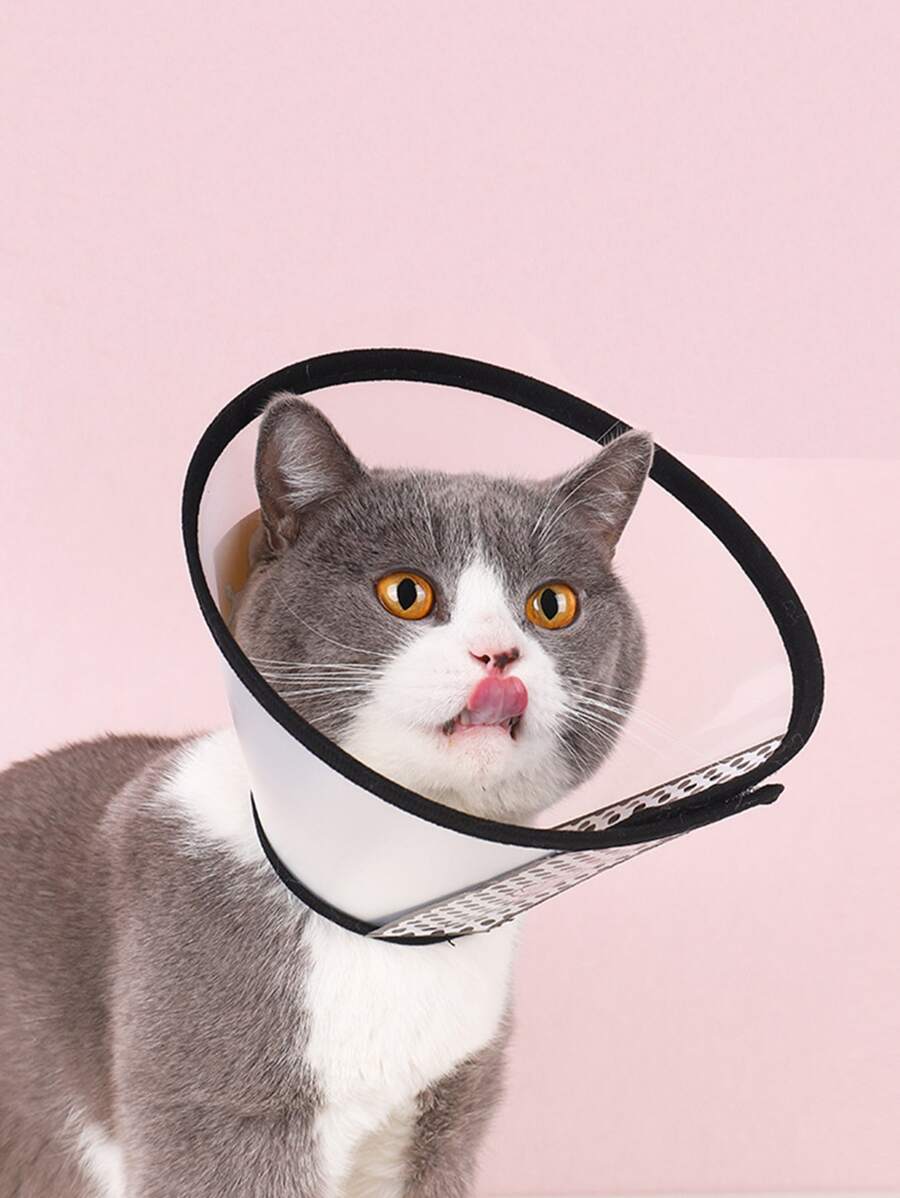 1pc Plain Pet Recovery Collar - White - View 1