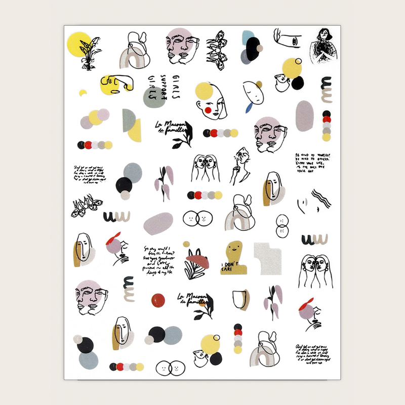 

1sheet Abstract Line Art Nail Art Sticker, Multicolor