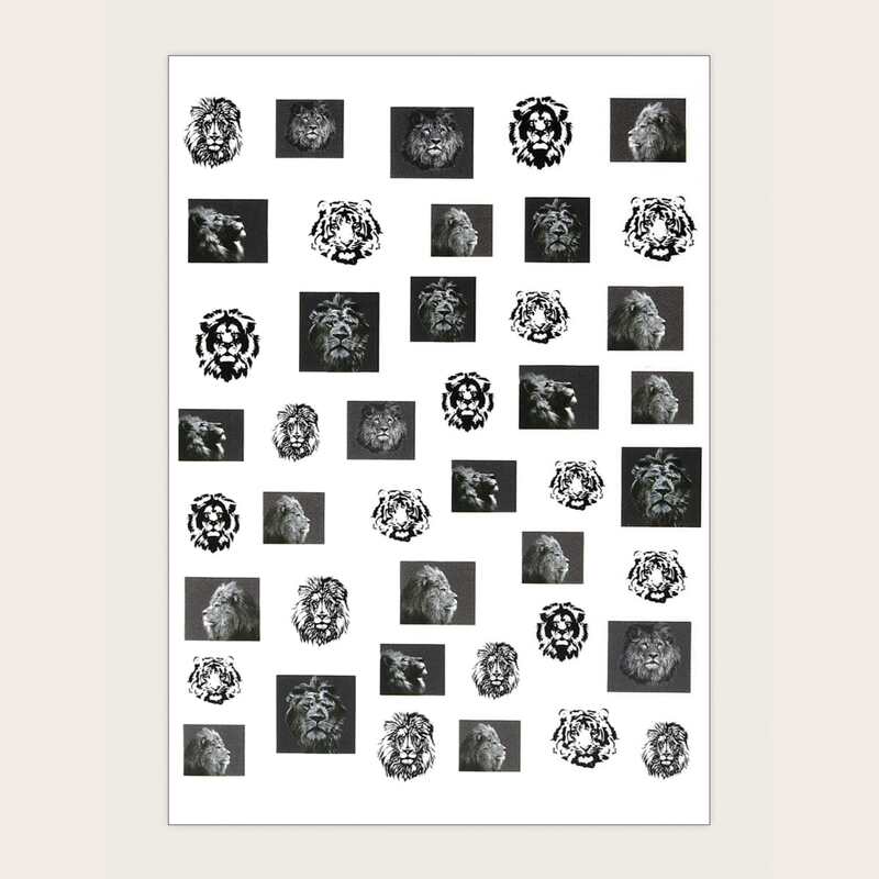 

1sheet Lion Pattern Nail Art Sticker, Black