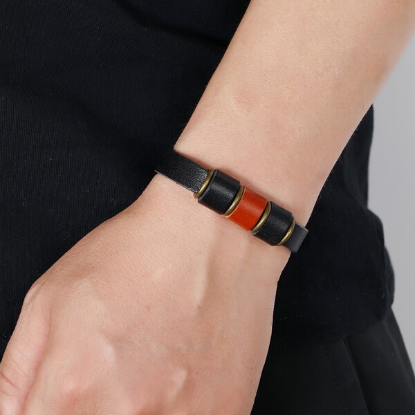 

Men PU Leather Bracelet, Multicolor