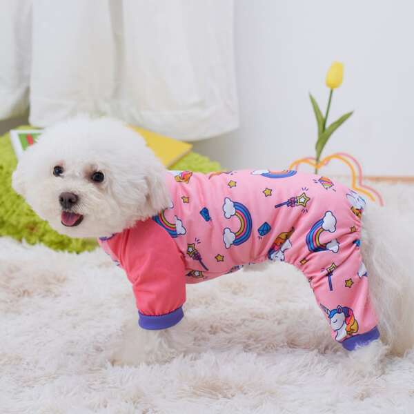 

Cartoon Graphic Pet Jumpsuit, Pink