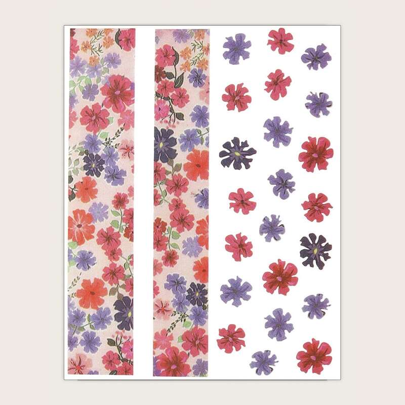 

1sheet Flower Pattern Nail Art Sticker, Multicolor