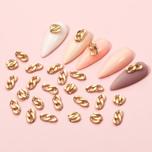 

50pcs Chain Nail Art Decoration, Gold
