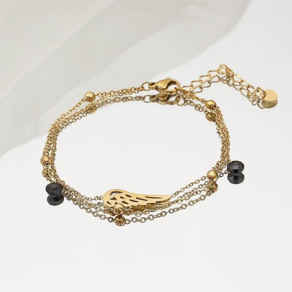 

Wing Decor Layered Bracelet, Gold