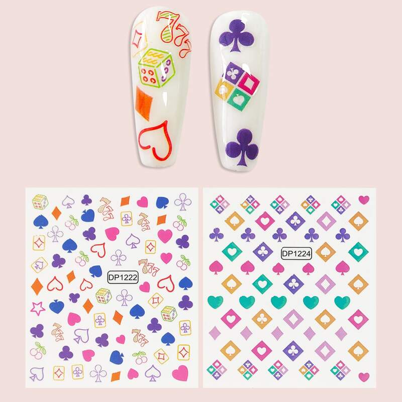 

2sheets Playing Card Nail Art Sticker, Multicolor