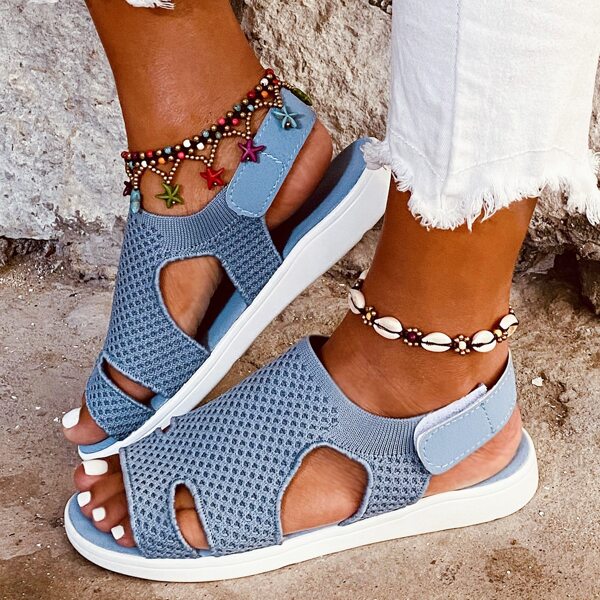 

Velcro Strap Knit Sport Sandals, Blue