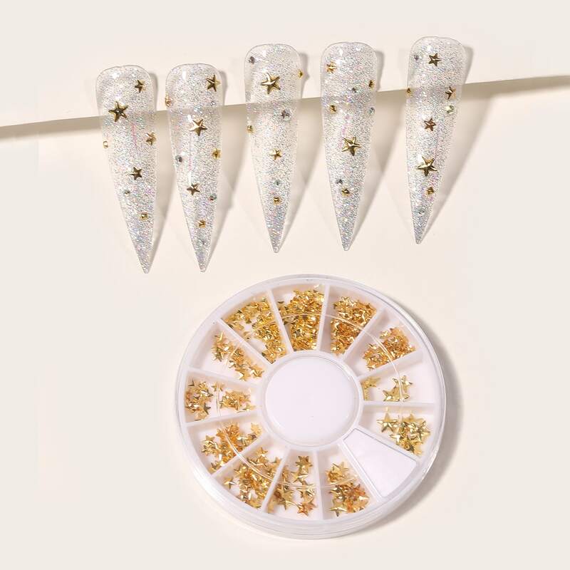 

1box Star Shaped Nail Art Decoration, Gold