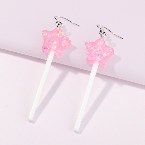 

Girls Star Lollipop Drop Earrings, Pink