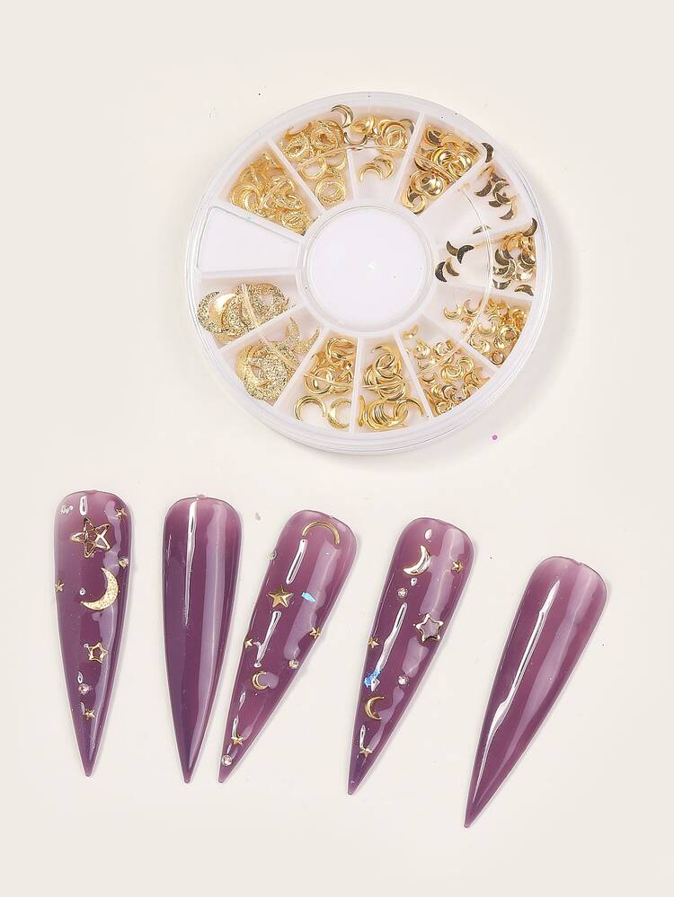 1box Moon Nail Art Decoration - Gold - View 2