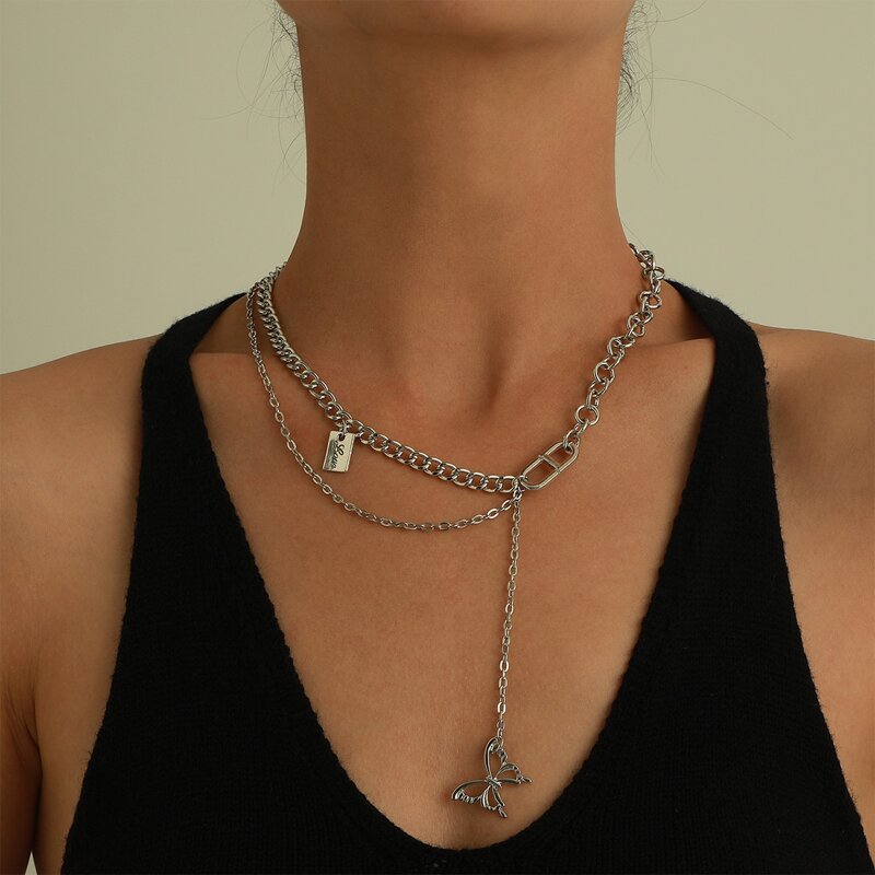 

Butterfly Charm Chain Necklace, Silver