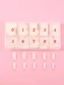 500 Cái Hình Vuông Dài Bấm Móng Tay Giả Trên Móng Tay Đồ Dùng Làm Móng - trắng - Xem 3