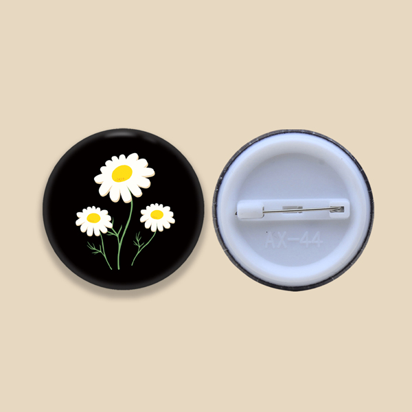 

Flower Print Round Brooch, Multicolor