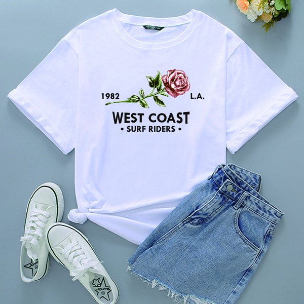 

Plus Letter & Rose Print Tee, White