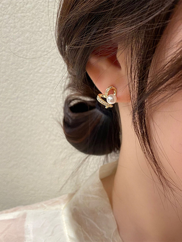 أقراط دلال قلب مرصعة بالخرز الاصطناعي والراين للعيد والأم وعيد الأم ، هدية