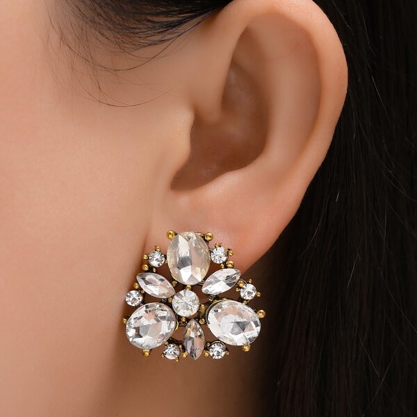 

Rhinestone Decor Stud Earrings, Silver