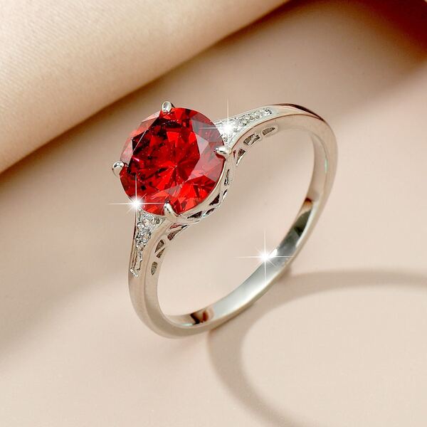 

Round Zircon Decor Ring, Silver