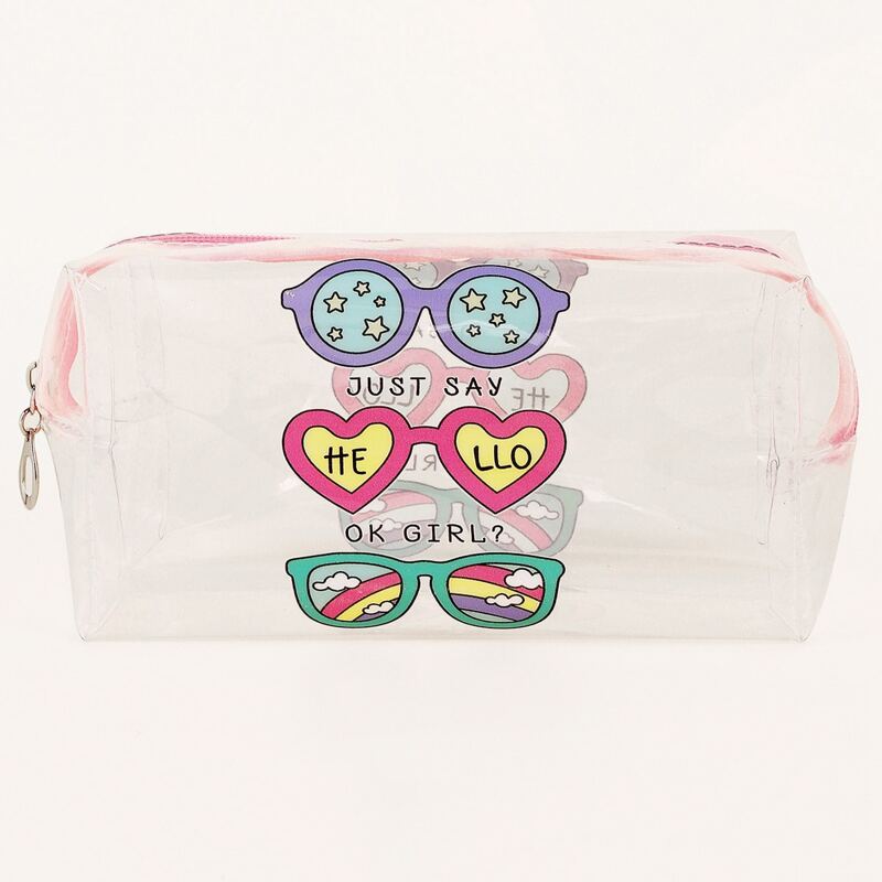 

Cartoon Sunglasses Clear Square Makeup Bag, Multicolor