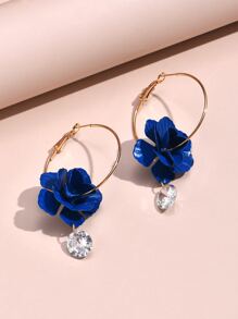 Bông tai thả hoa - Xanh đậm - Xem 3